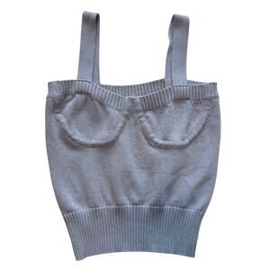 Line & Dot Revolve Knit Tank Top Sleeveless Gray Size Small Knitwear